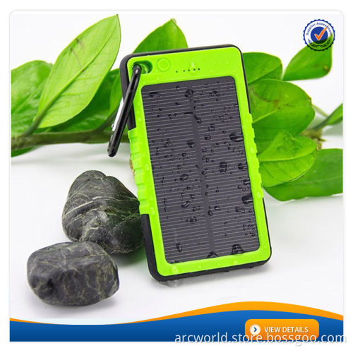 AWC606 6000 mah solar charger phone with carabiner led light emergency power pack 5000mah solar power bank